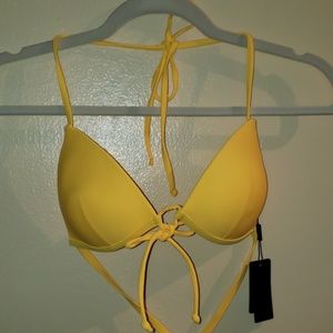 Yellow Relleciga Halter Bikini Top size Small